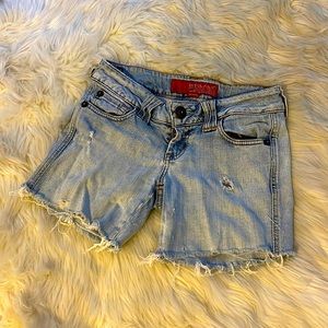 GUESS Light Blue Distressed Denim Jean Shorts